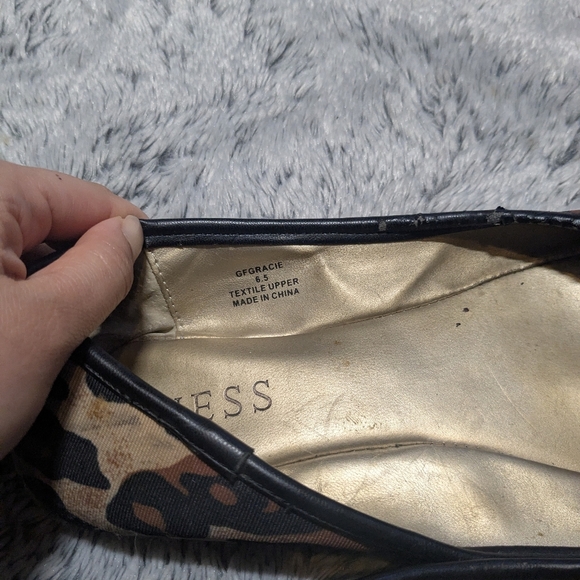 Guess Used Flats Well Loved Black Ballet Flats Leopard Size 6.5 - Picture 6 of 6